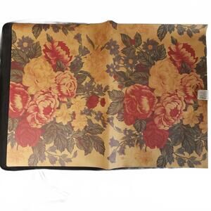 American Greetings Gift Wrap Red Yellow Floral VTG Peel & Stick Lot Of 15